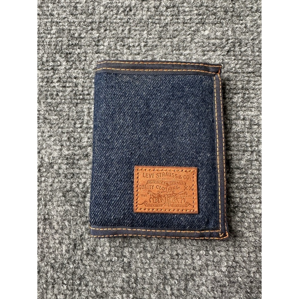 Mens Wallet Levis Denim Blue Bifold Card Holder Logo, Size One Size